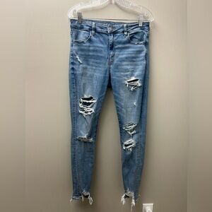 American Eagle High‎ Rise Ripped Jeggings Jeans